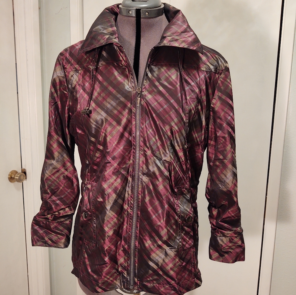 CHICO’S 3/4 sleeve plum and olive zip up jacket | Chico’s size 2 (12)